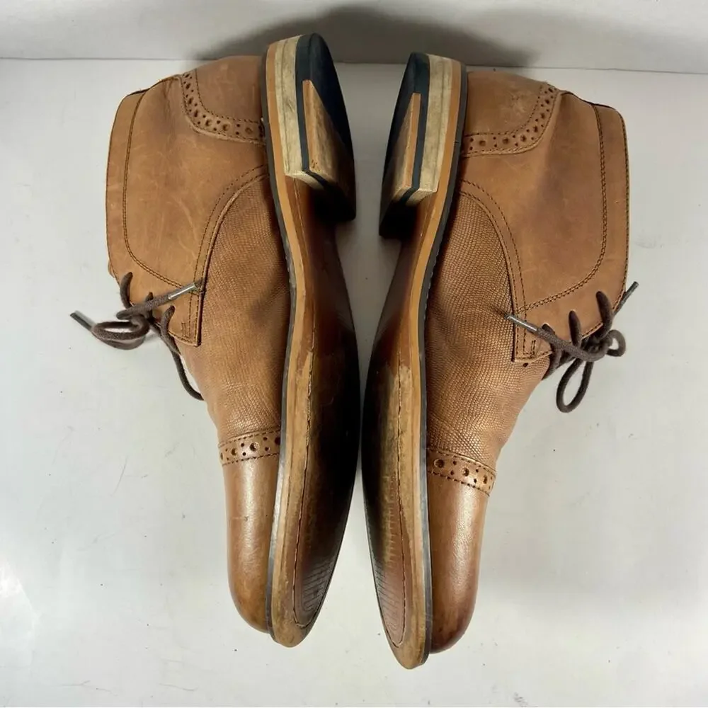 BAR III men’s tan leather lace up chukka Oxford boots classic dress shoes office